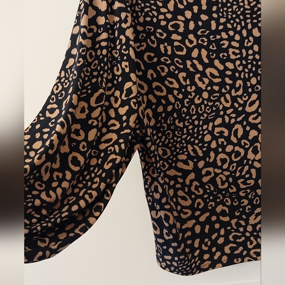 Ann Taylor Flowy Baggy Long Sleeve Cheetah Print Blouse Size L - Picture 3 of 10